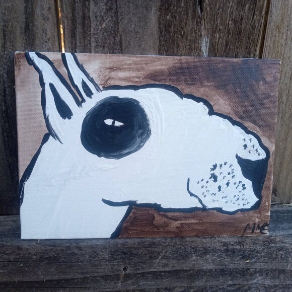Hand Crafted Other - Bull Terrier Portrait Painting